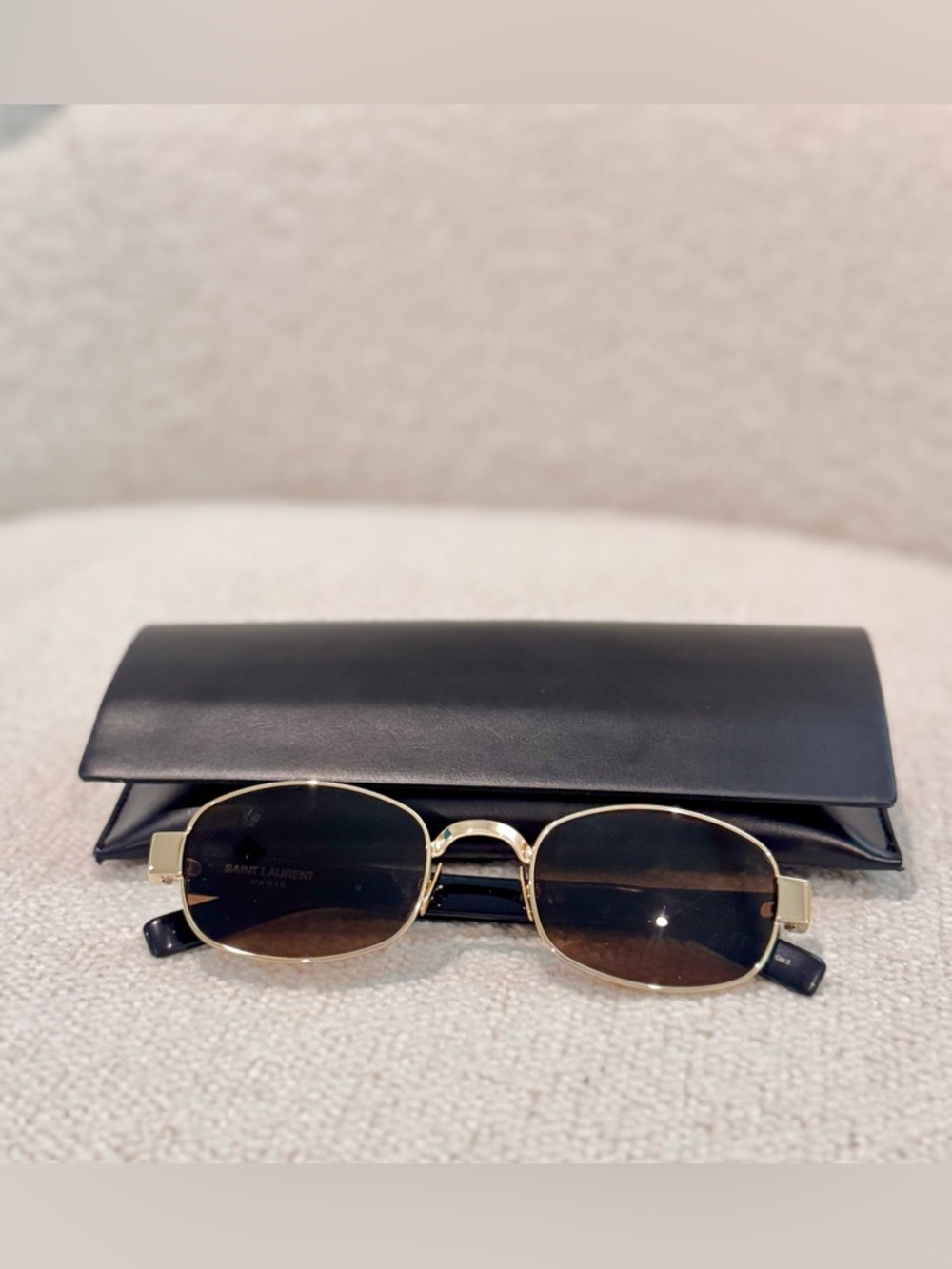 Yves Saint Laurent Gold Frame Sunglasses with Brown Lenses and Black Temples - Picture 5 of 12